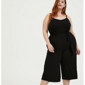 Black Jersey Culotte Jumpsuit w/ tie - Size 18/20